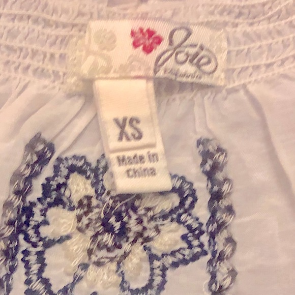 💮Joie Boho festival embroidered floral cap sleeve sheer white peasant top XS - Picture 5 of 8